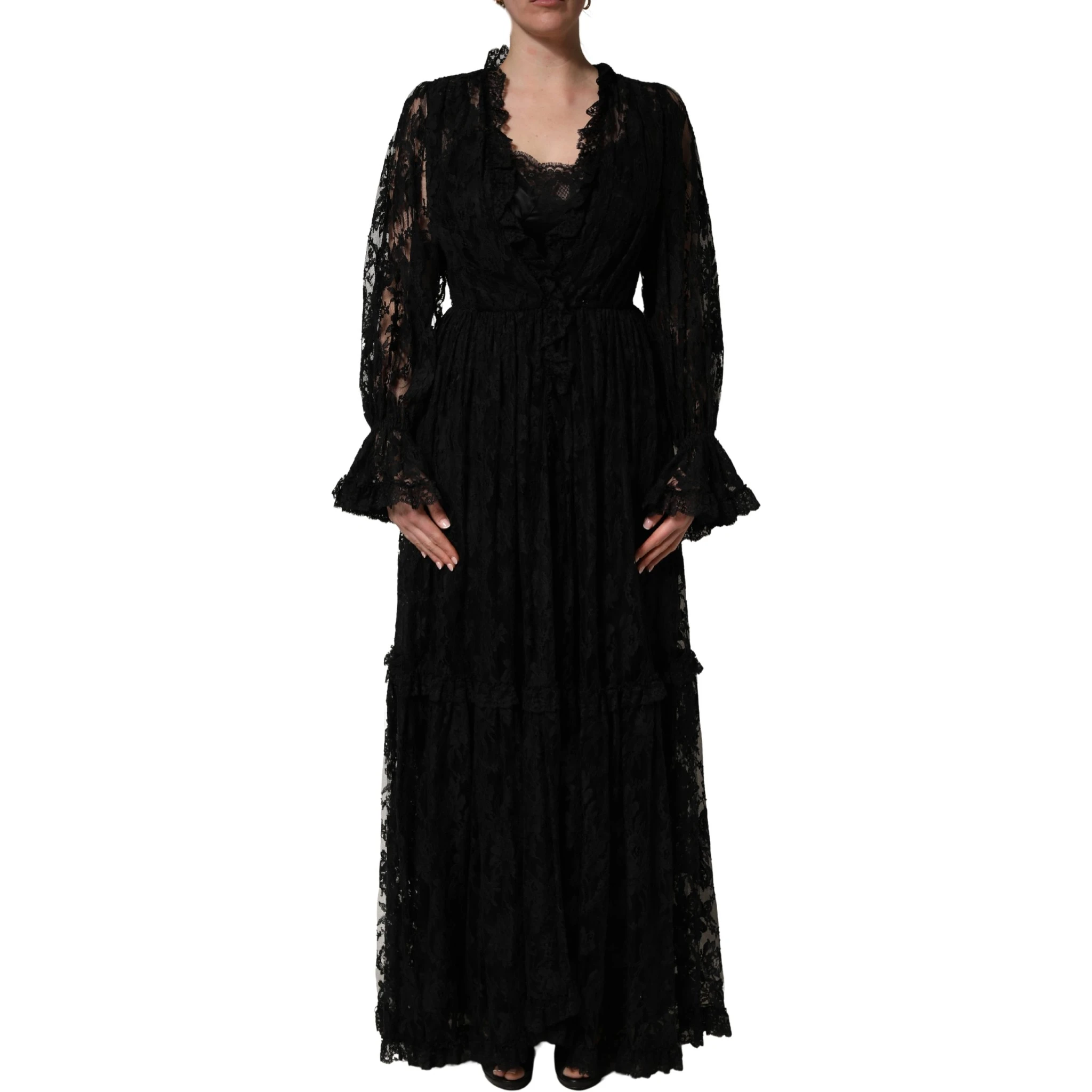 Black Lace A-line Long Evening Gown Dress