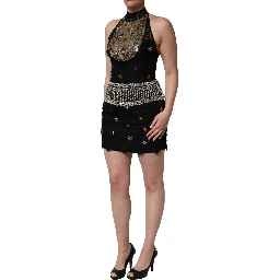 Black Sequin Embellished Sheath Mini Dress