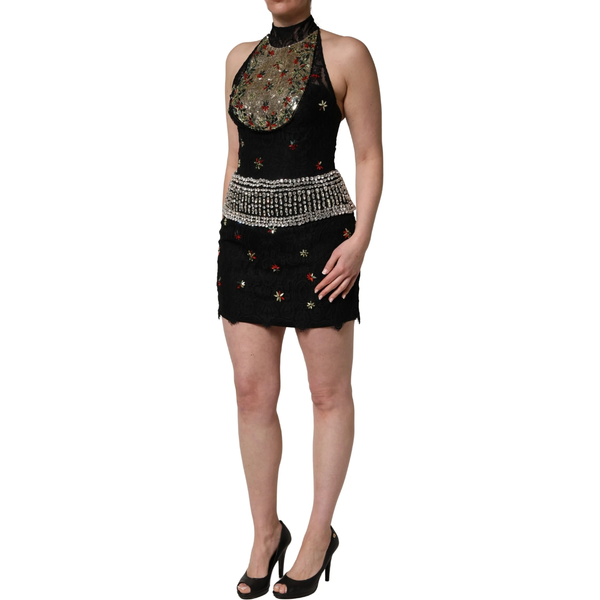 Black Sequin Embellished Sheath Mini Dress