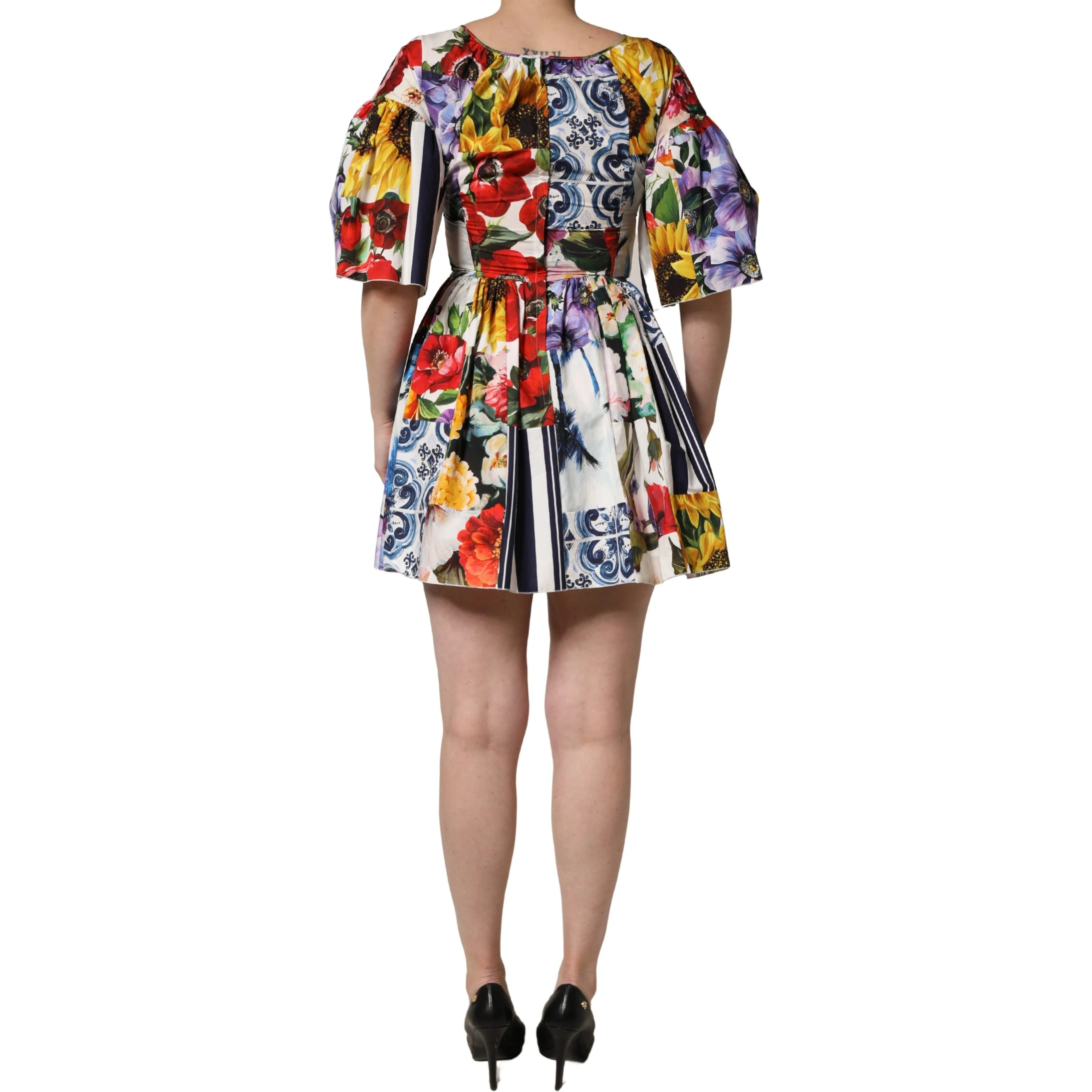Multicolor Patchwork Cotton Poplin Mini Dress