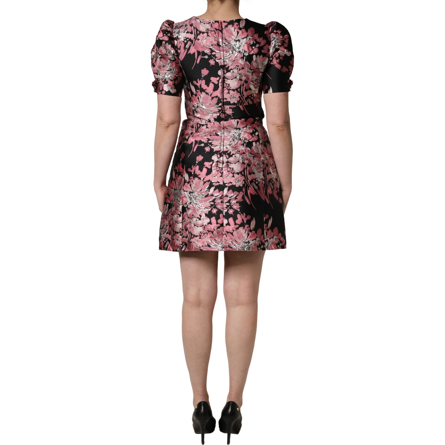 Multicolor Floral Brocade A-line Mini Dress