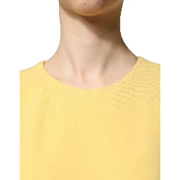 Yellow Short-Sleeved Crew Neck Midi Dress