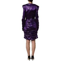 Metallic Purple Long Sleeve Cut-Out Mini Dress