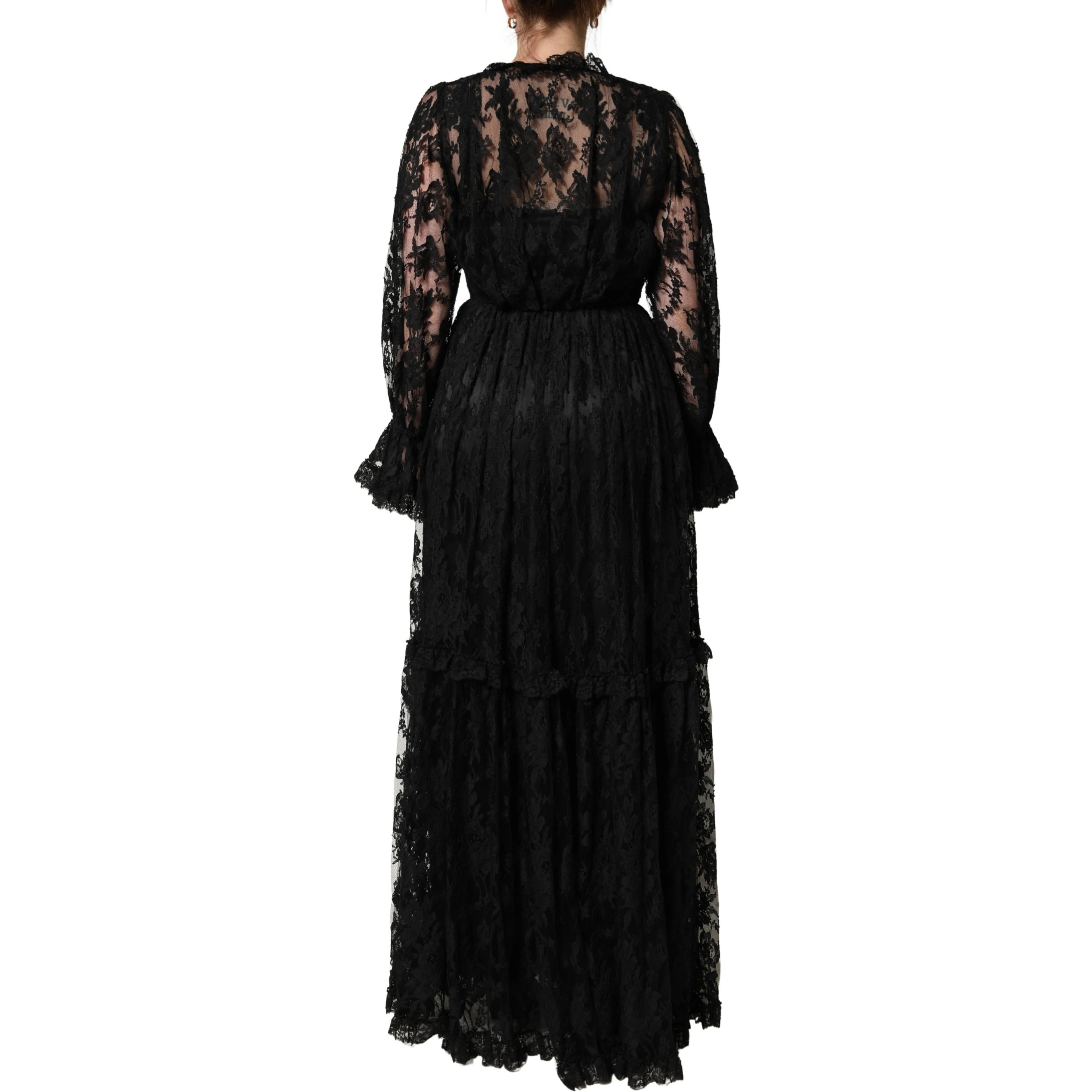 Black Lace A-line Long Evening Gown Dress