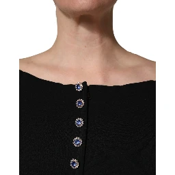 Black Silk Button Bodice Sheath Maxi Dress