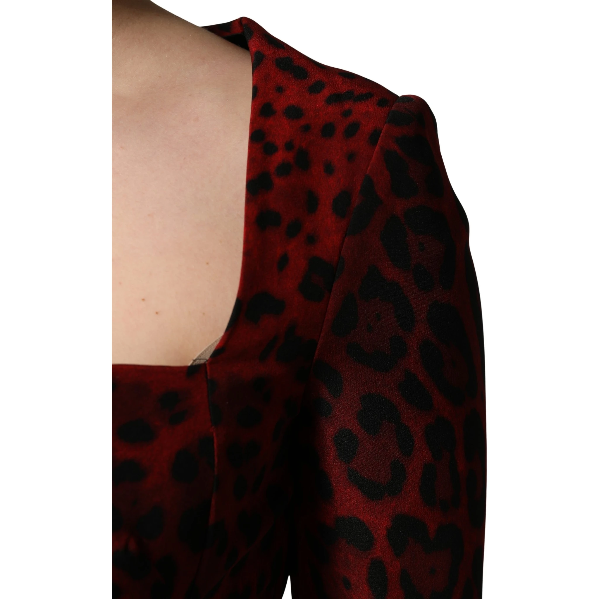 Red Leopard Print Sheath Long Sleeve Dress