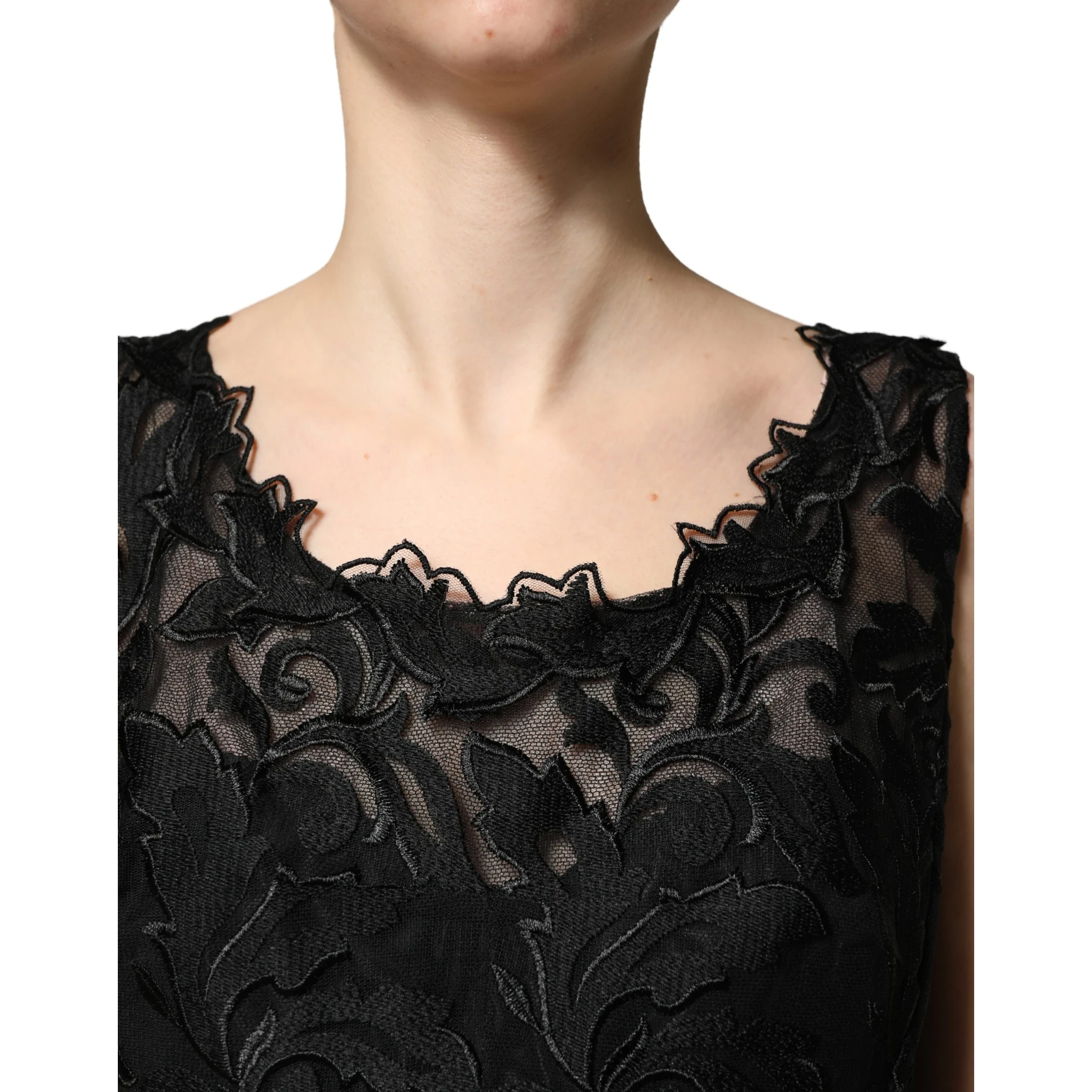 Black Lace Full Length Evening Gown Dress