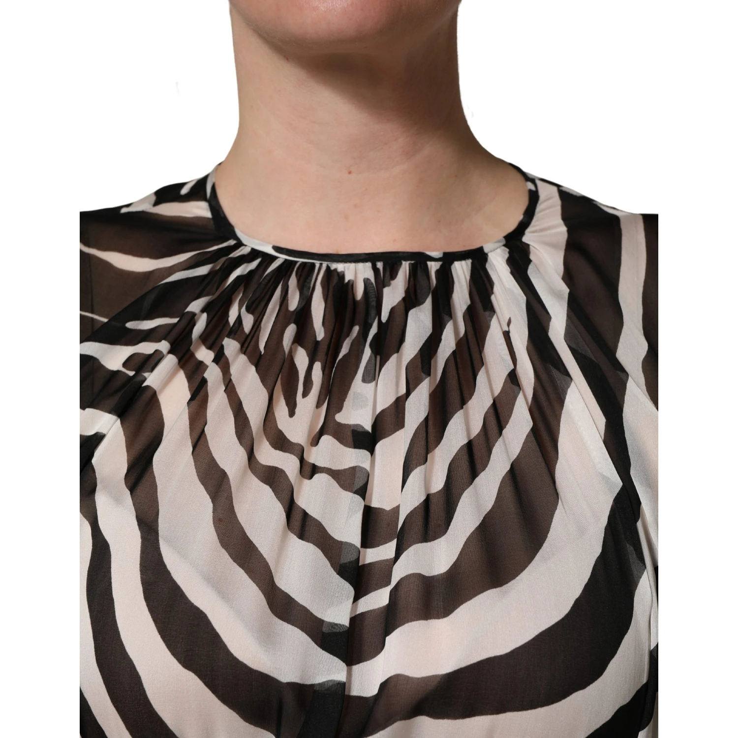Black White Zebra Puff Sleeves Mini Dress