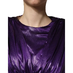 Metallic Purple Long Sleeve Cut-Out Mini Dress