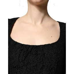 Black Lace Square Neck LongSleeve Maxi Dress