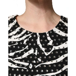 Black White Zebra Rhinestones Mini Dress