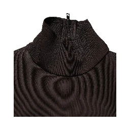 Brown Turtleneck Jersey Long Maxi Dress