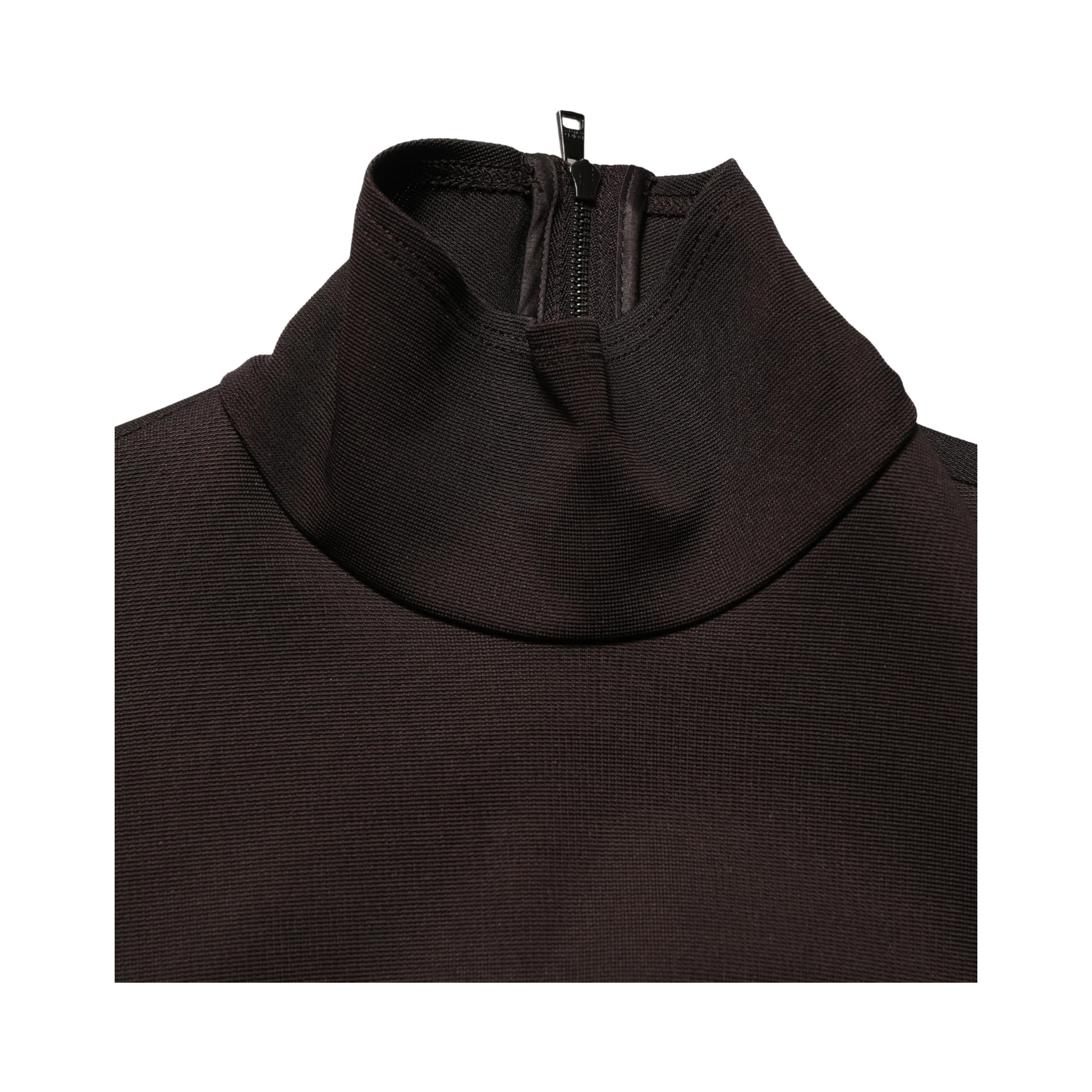 Brown Turtleneck Jersey Long Maxi Dress