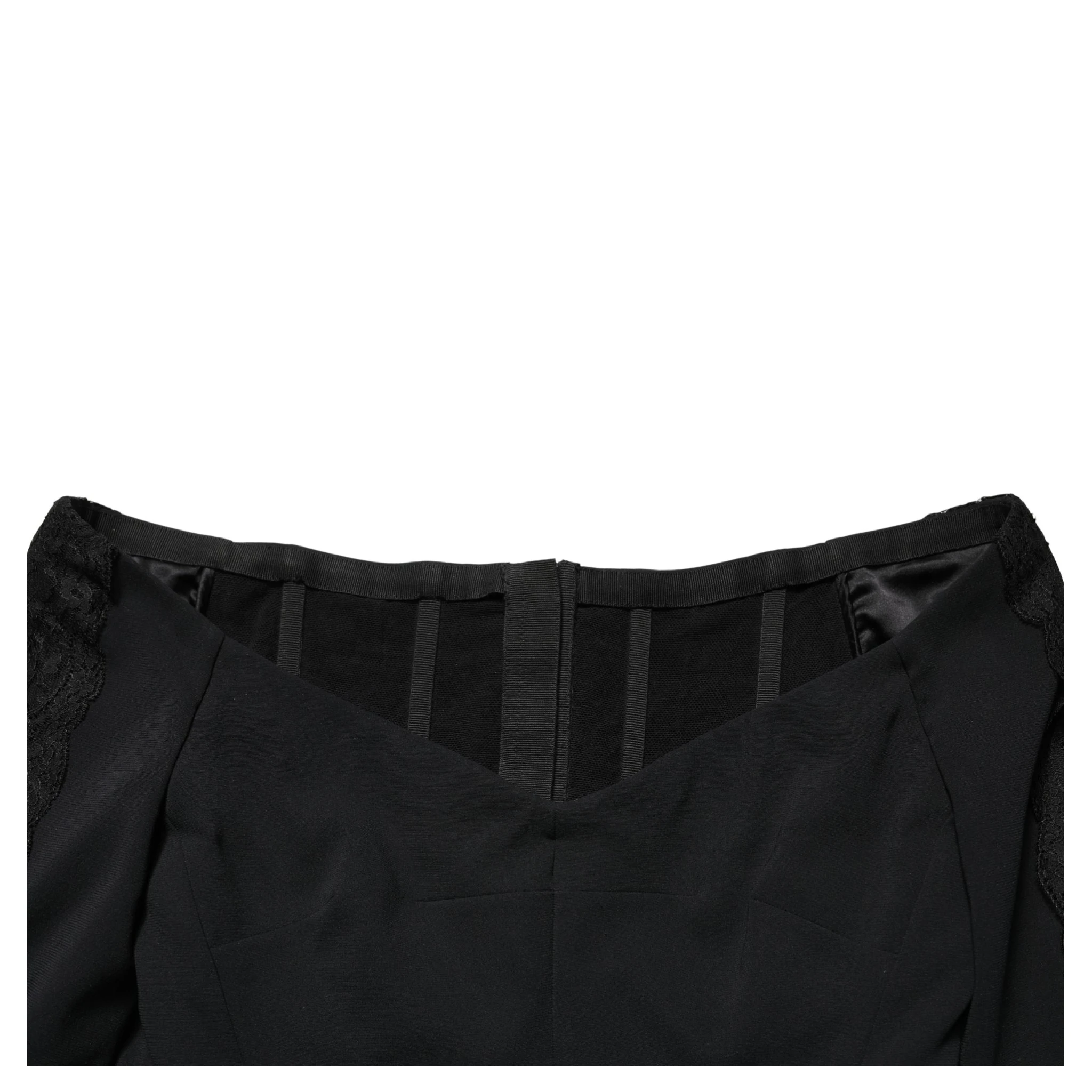 Black Silk Button Bodice Sheath Maxi Dress