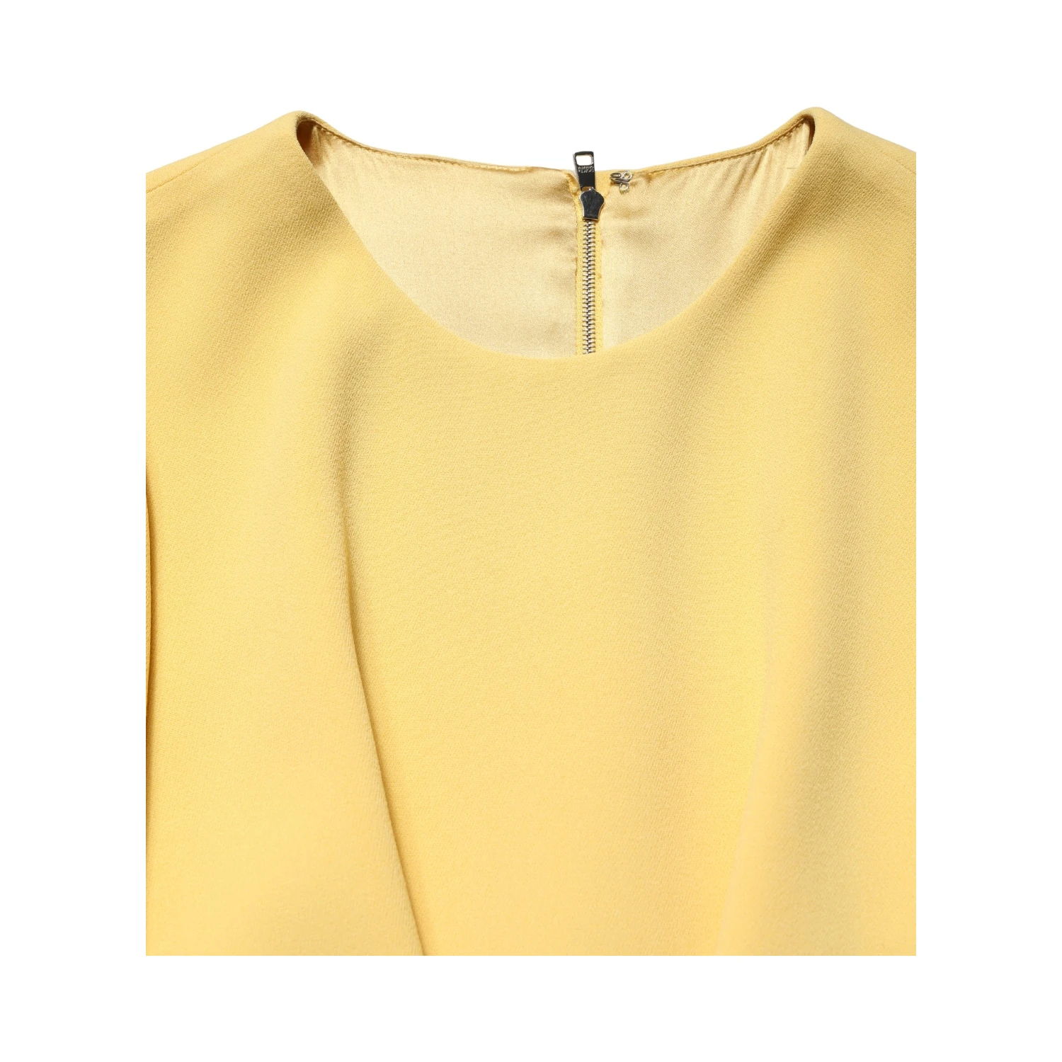 Yellow Short-Sleeved Crew Neck Midi Dress