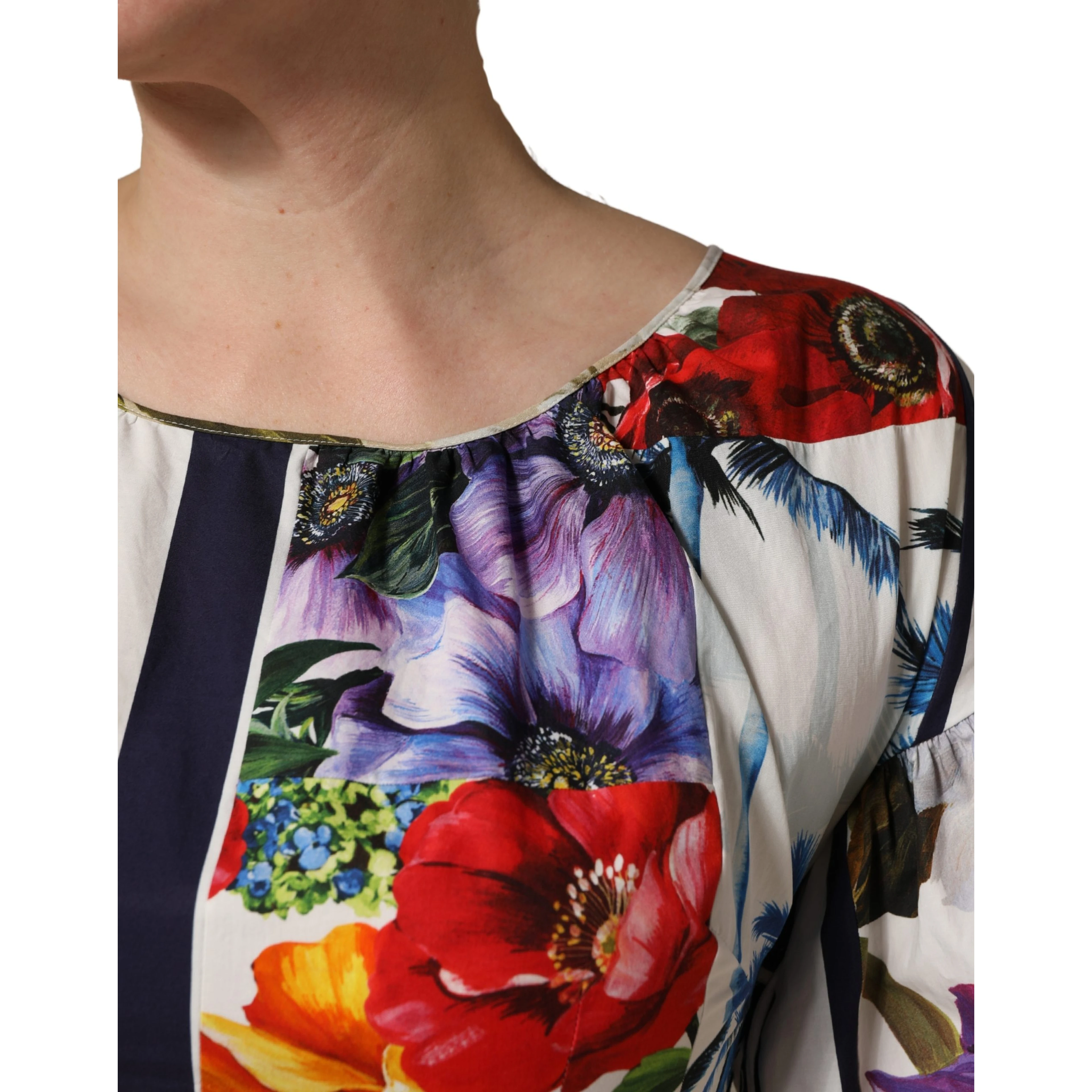 Multicolor Patchwork Cotton Poplin Mini Dress