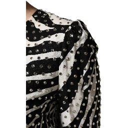 Black White Zebra Rhinestones Mini Dress