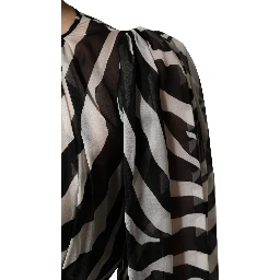 Black White Zebra Puff Sleeves Mini Dress