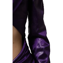Metallic Purple Long Sleeve Cut-Out Mini Dress