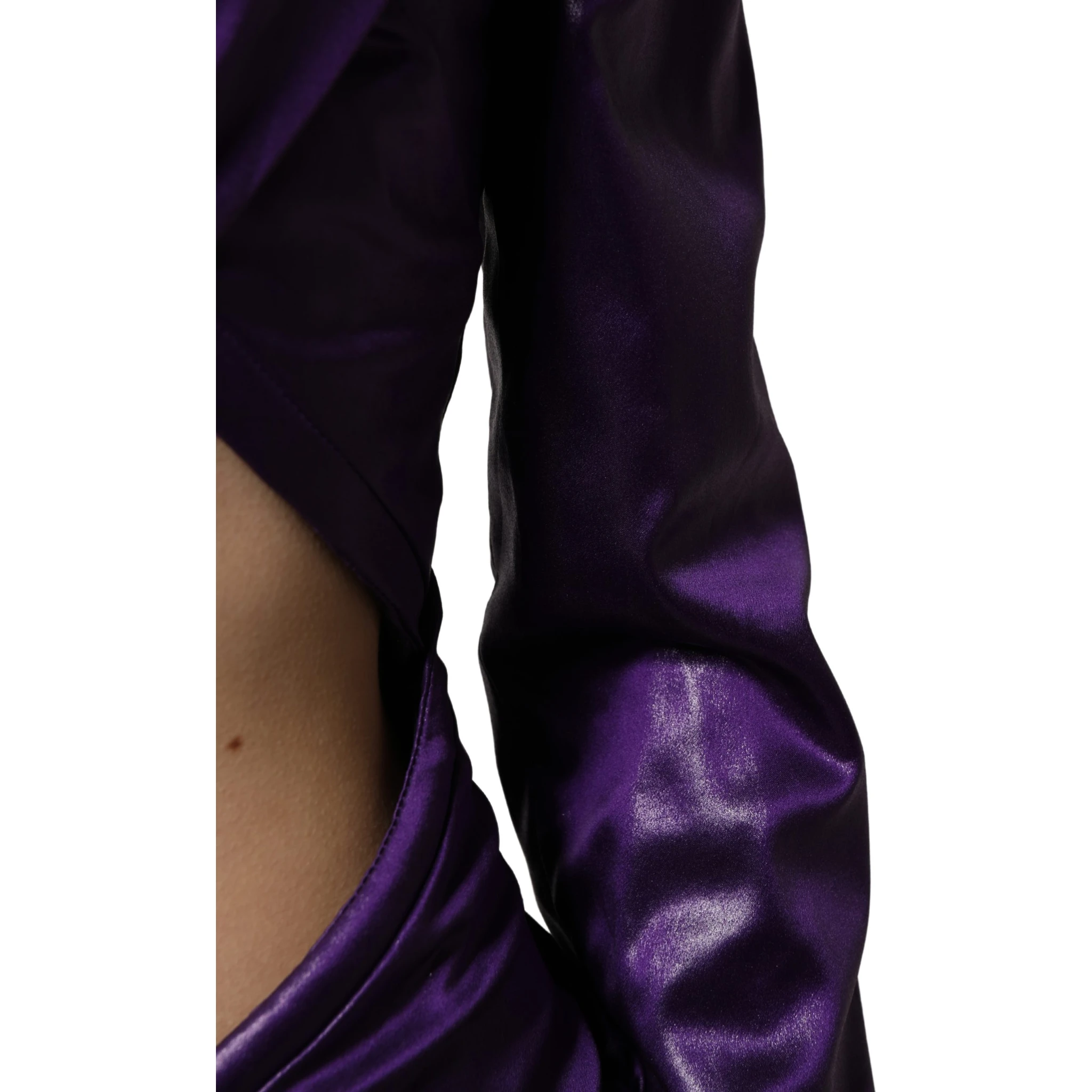 Metallic Purple Long Sleeve Cut-Out Mini Dress