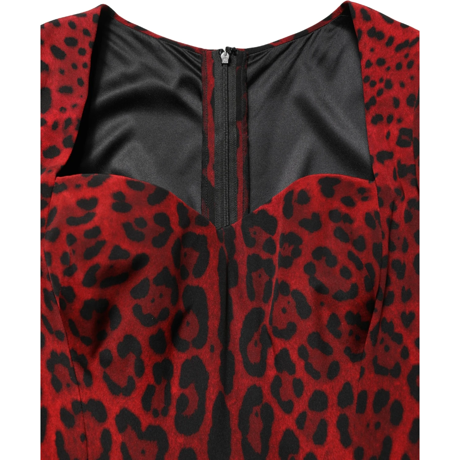 Red Leopard Print Sheath Long Sleeve Dress