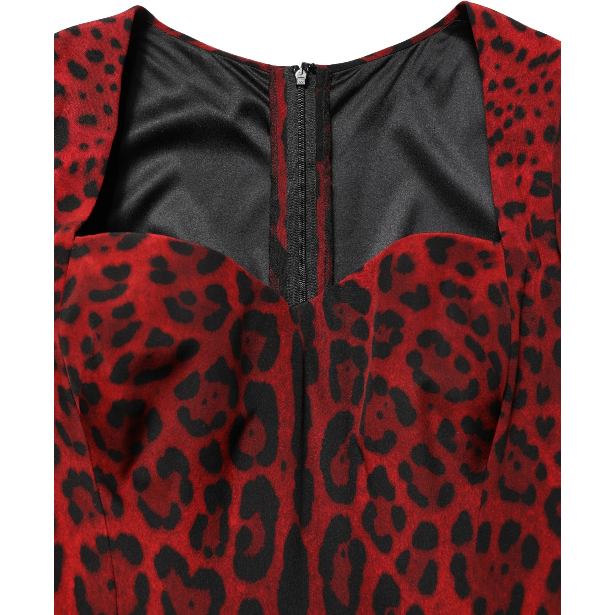 Red Leopard Print Sheath Long Sleeve Dress