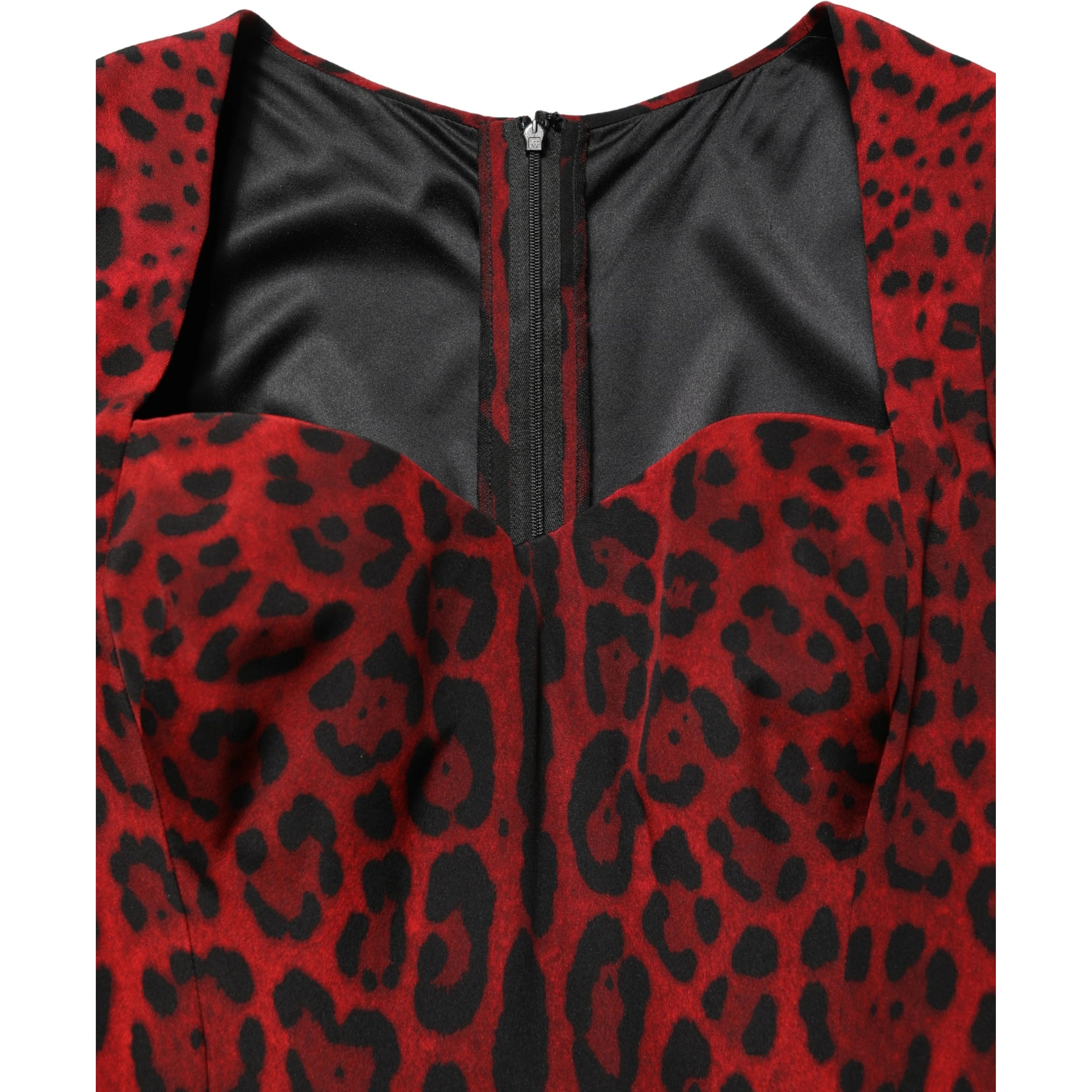 Red Leopard Print Sheath Long Sleeve Dress