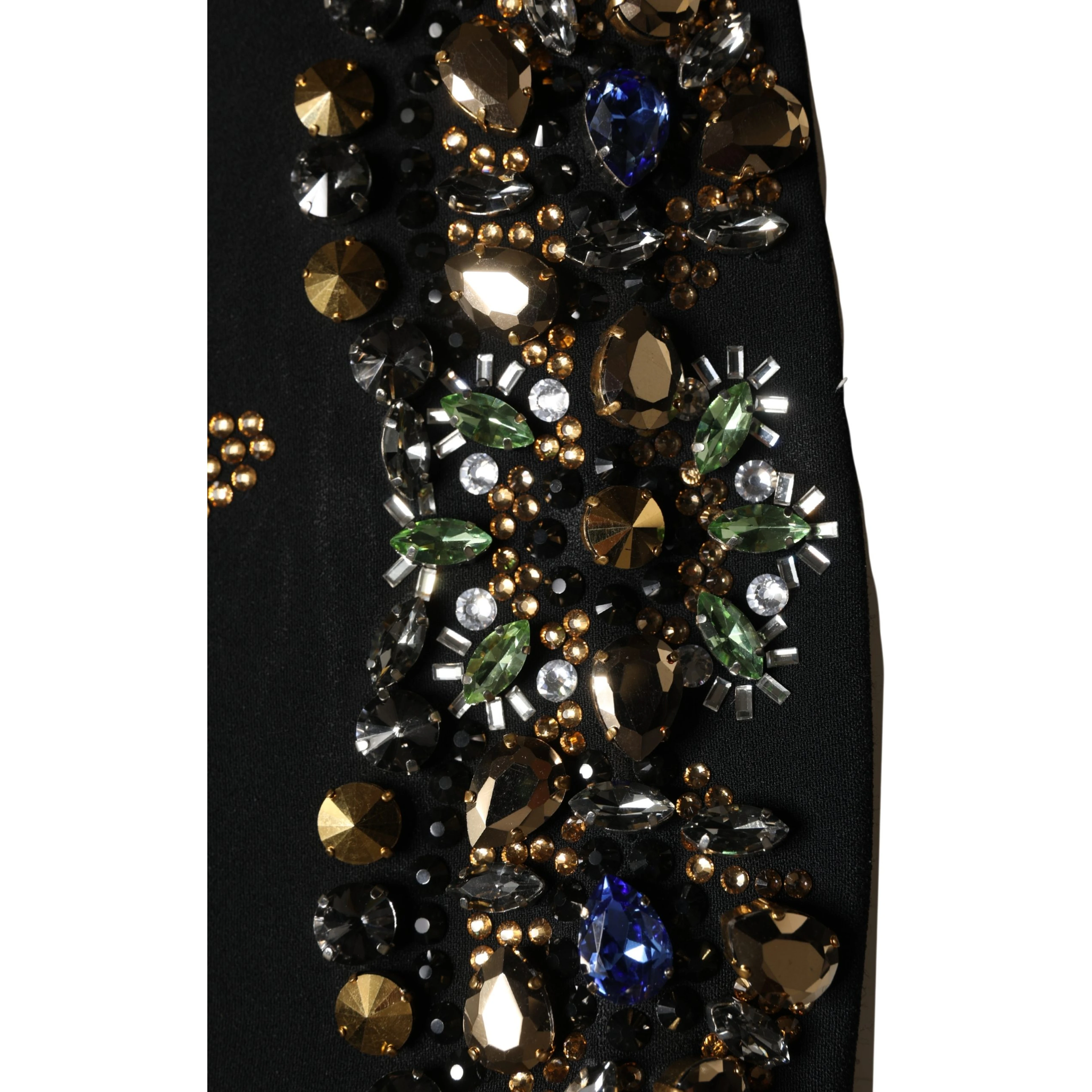 Black Sleeveless Floral Bead Embellishments Dress