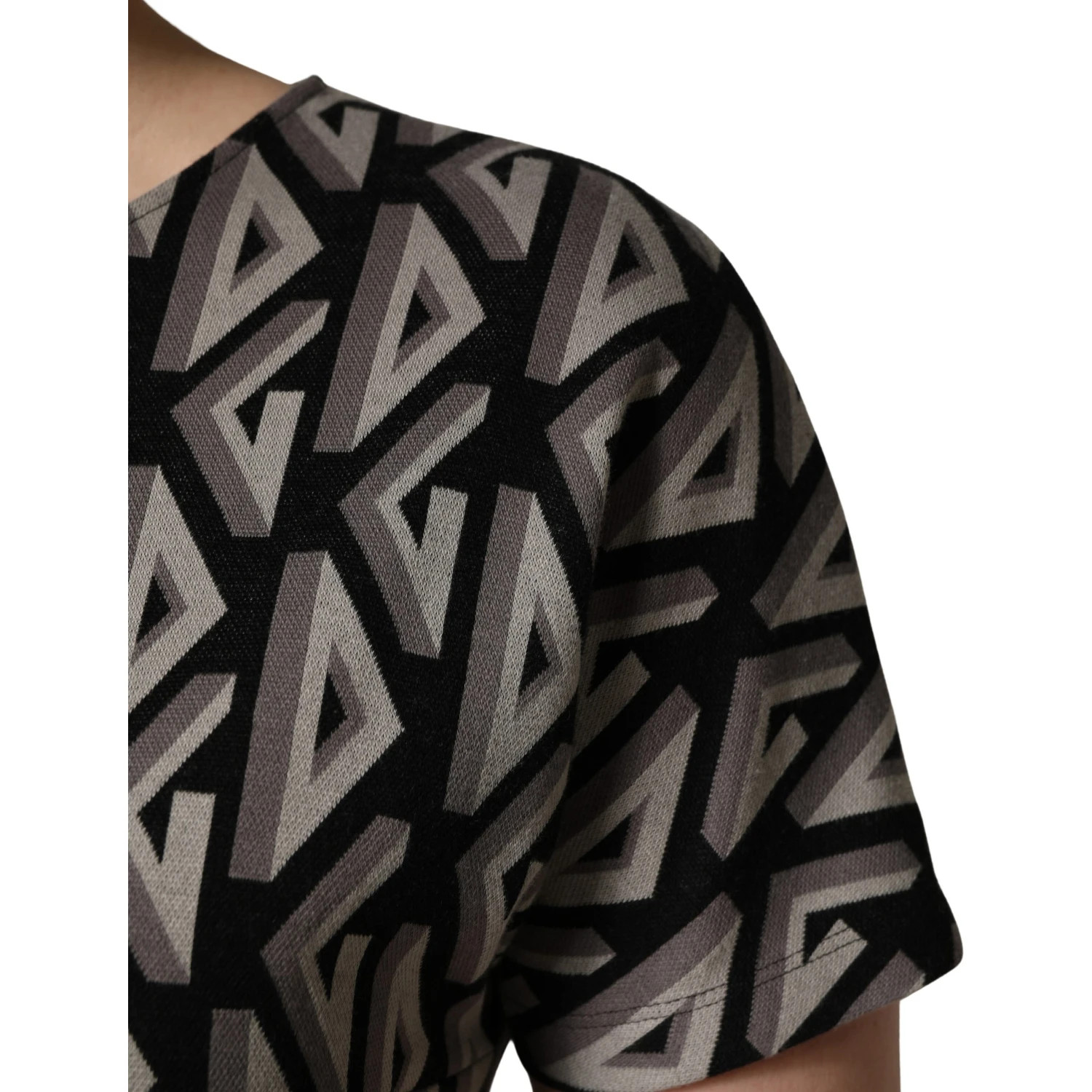 Black Logo Print Cotton Knee Length Dress