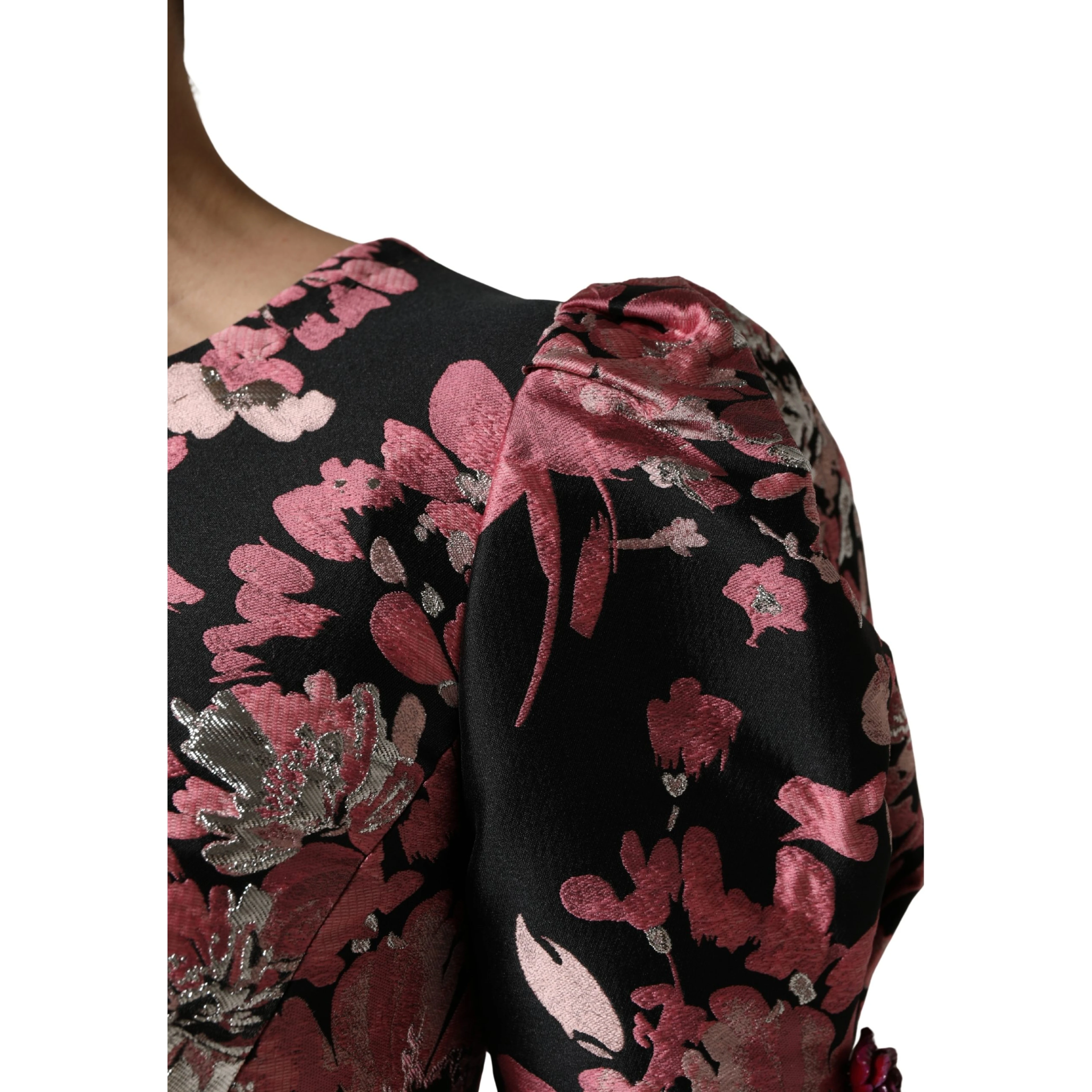 Multicolor Floral Brocade A-line Mini Dress