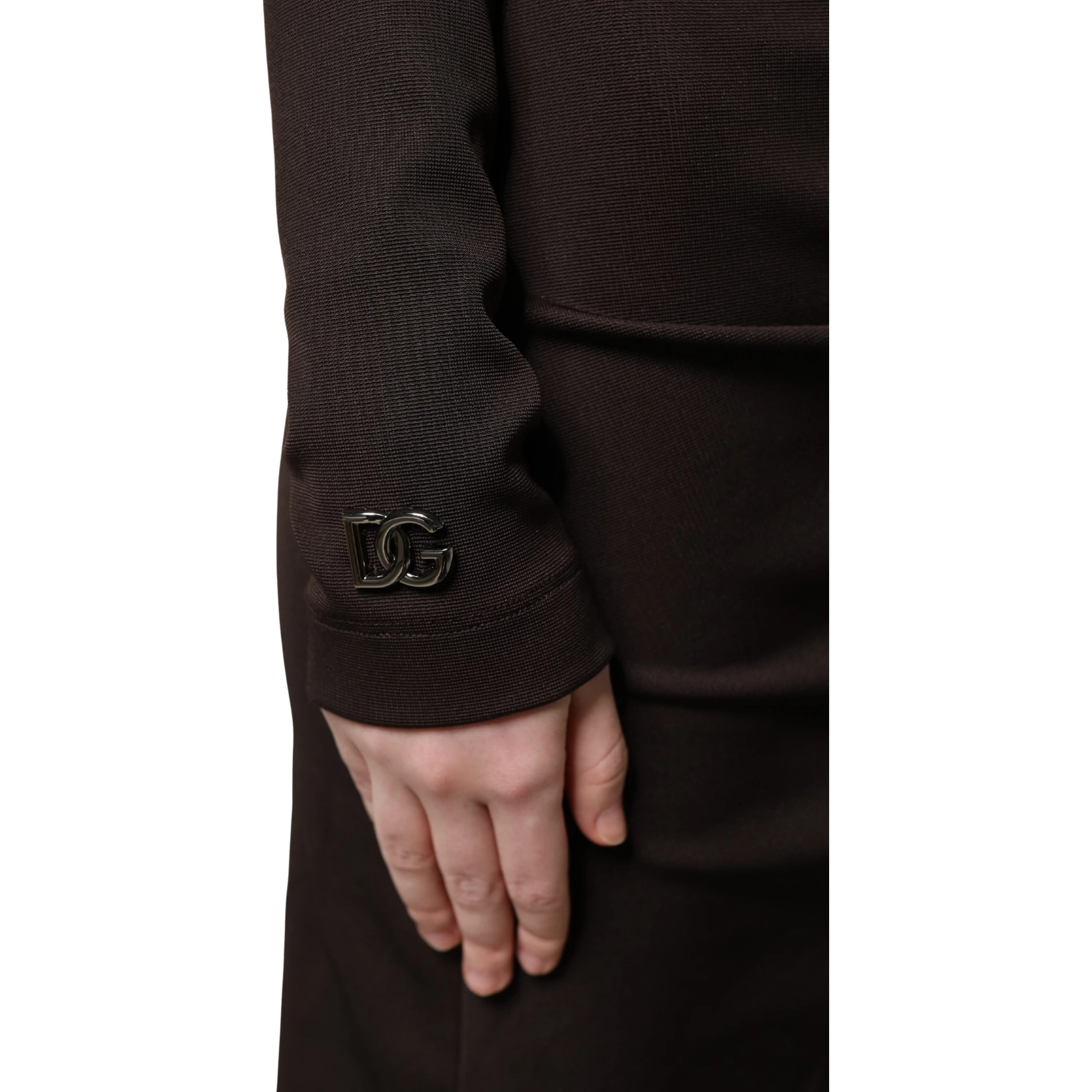 Brown Turtleneck Jersey Long Maxi Dress