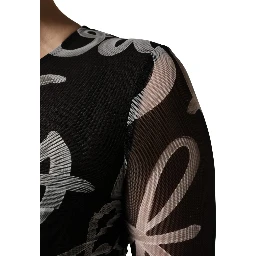 Black White Long Sleeve Printed Mini Dress