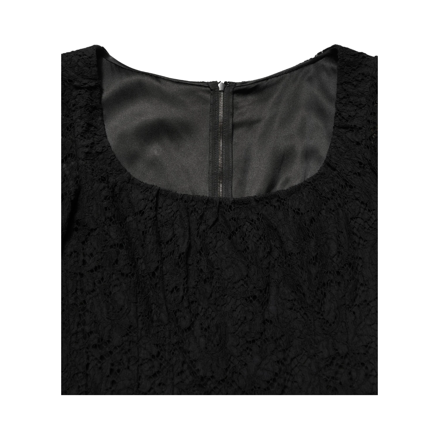Black Lace Square Neck LongSleeve Maxi Dress