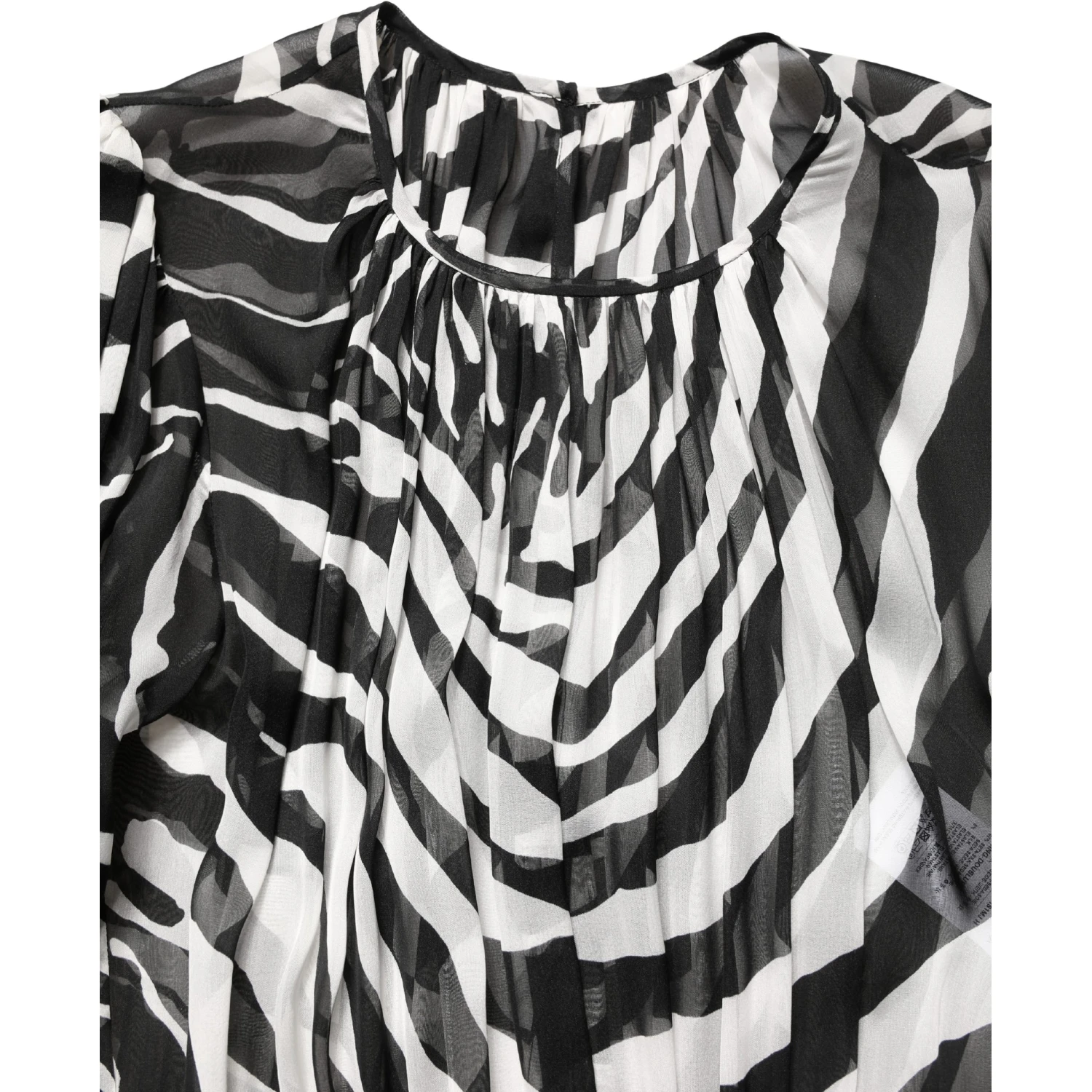Black White Zebra Puff Sleeves Mini Dress