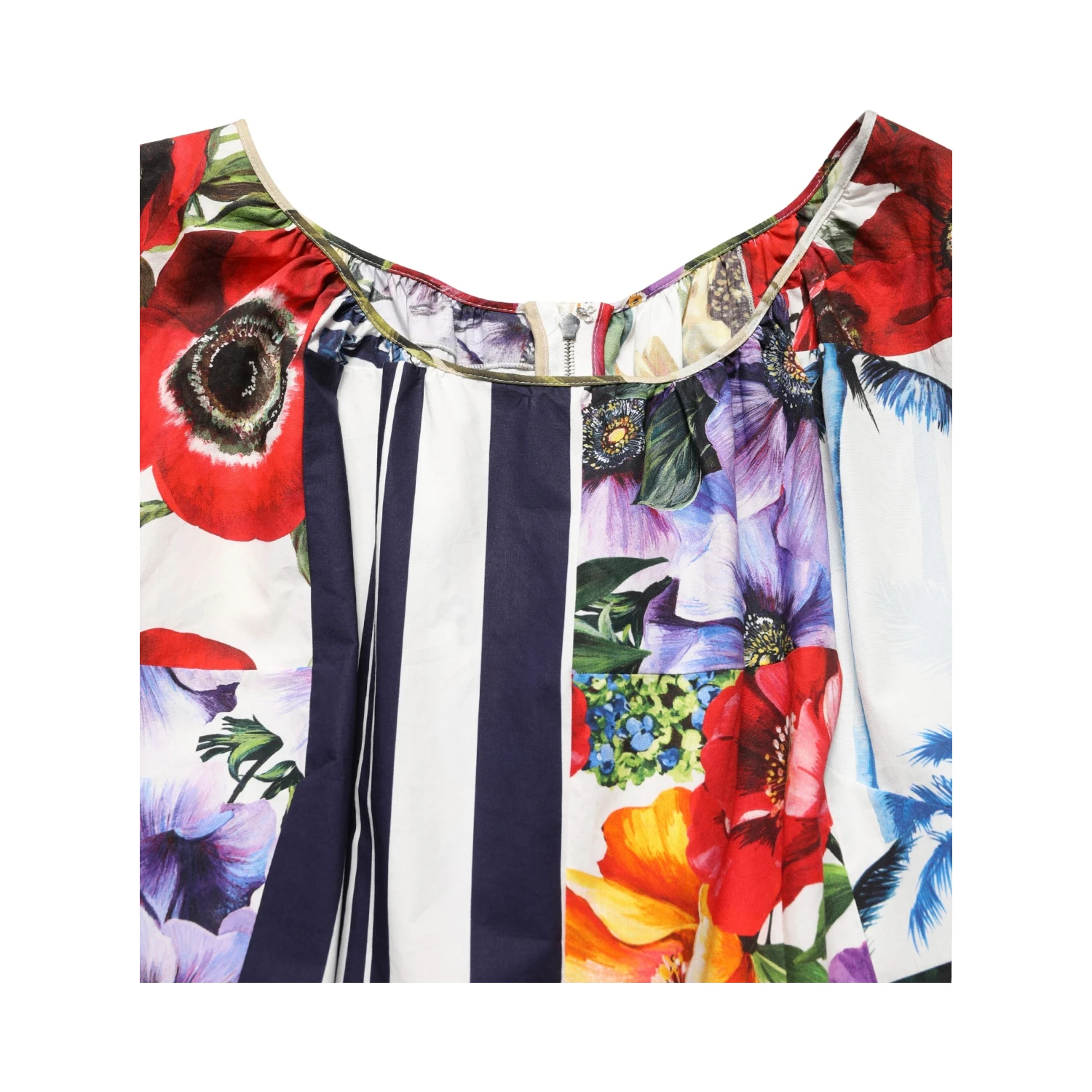 Multicolor Patchwork Cotton Poplin Mini Dress