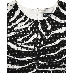 Black White Zebra Rhinestones Mini Dress