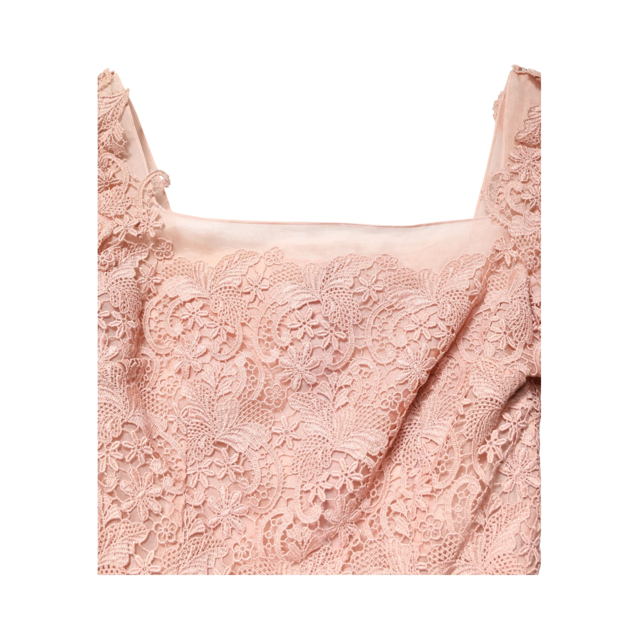 Pink Lace Long-Sleeved Evening Gown Dress