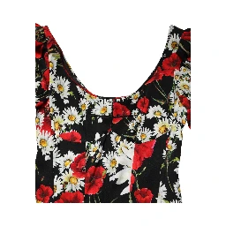 Black Floral Silk Long Sleeves Gown Dress