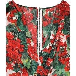 Multicolor Floral Long Sleeves V-neck Dress