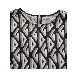 Black Logo Print Cotton Knee Length Dress