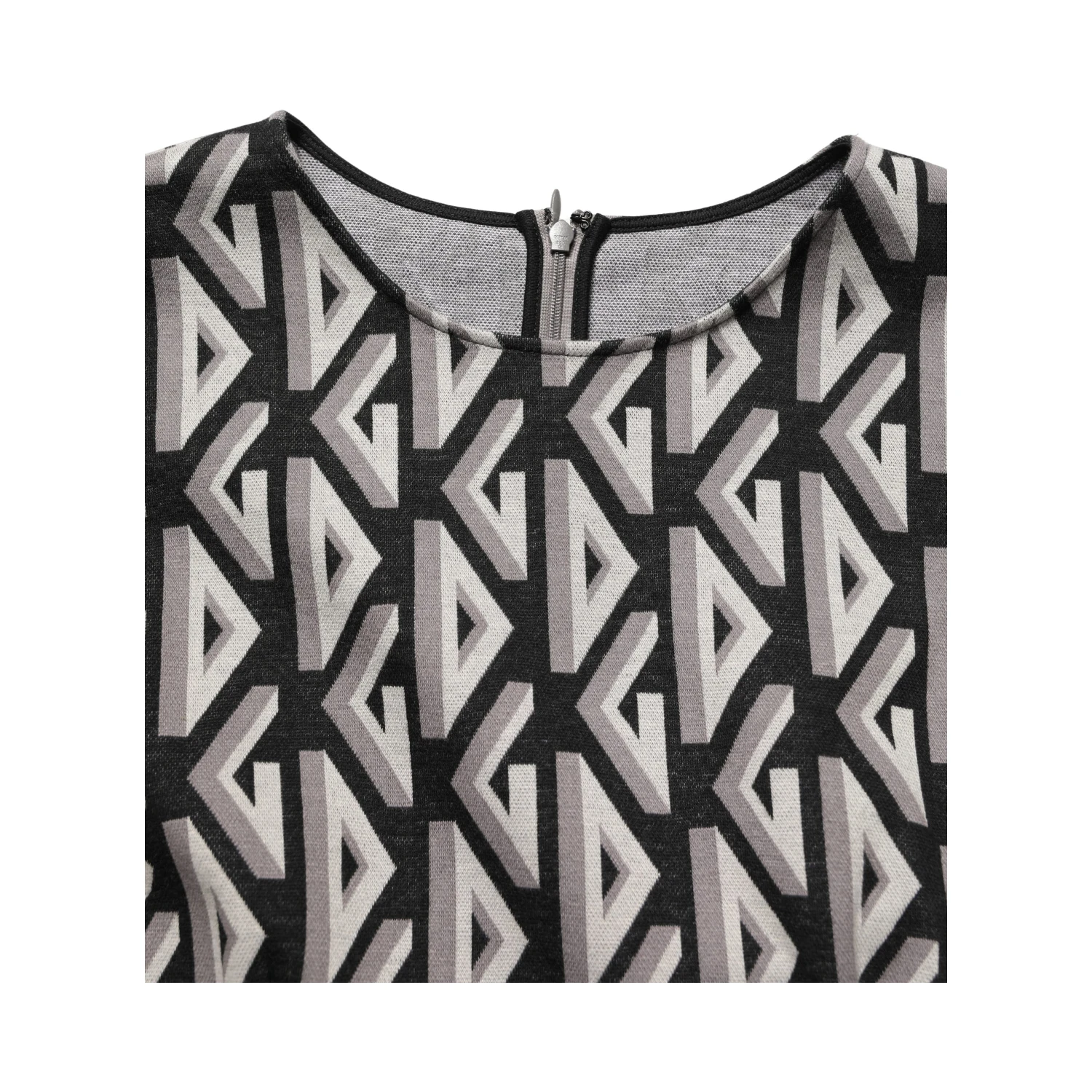 Black Logo Print Cotton Knee Length Dress