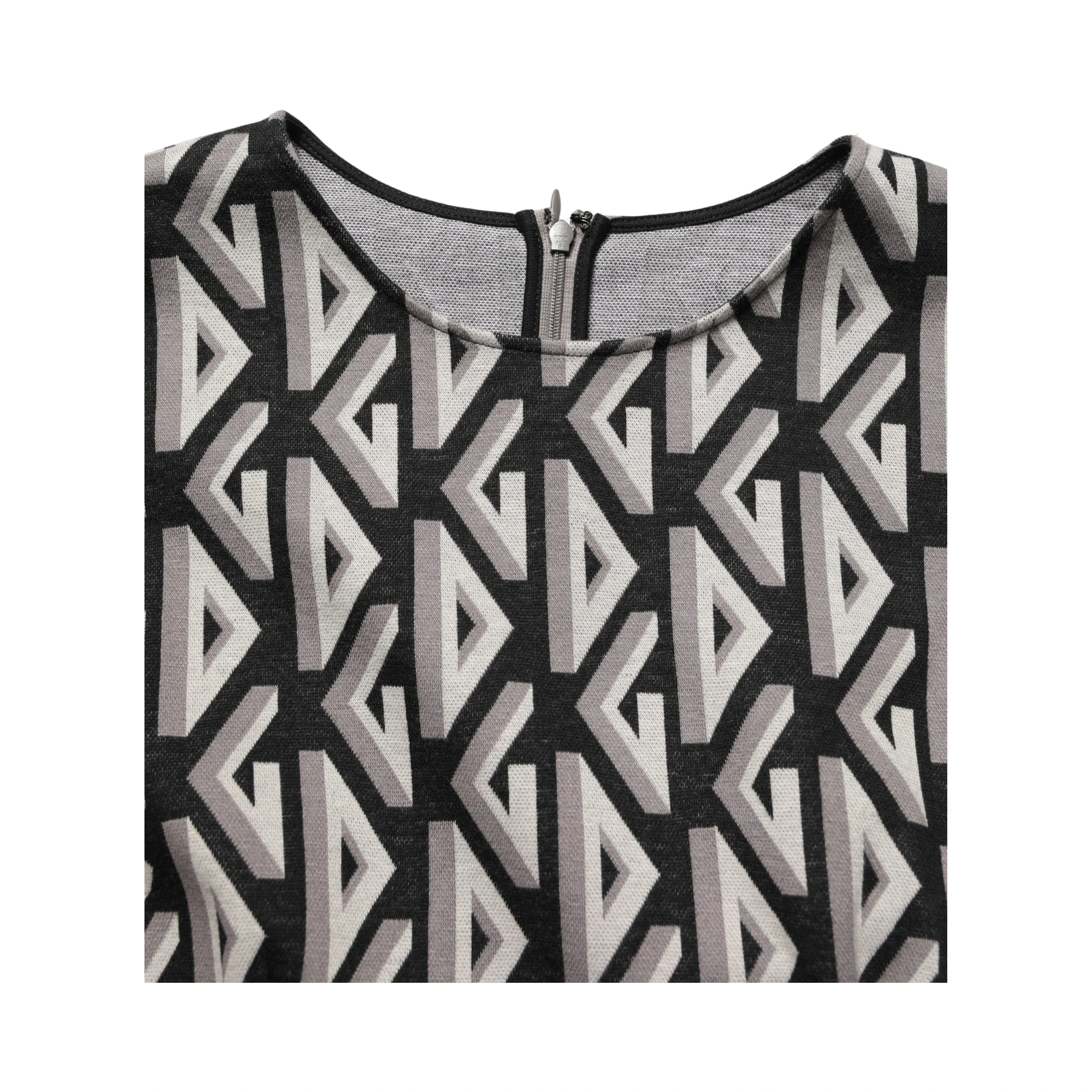 Black Logo Print Cotton Knee Length Dress