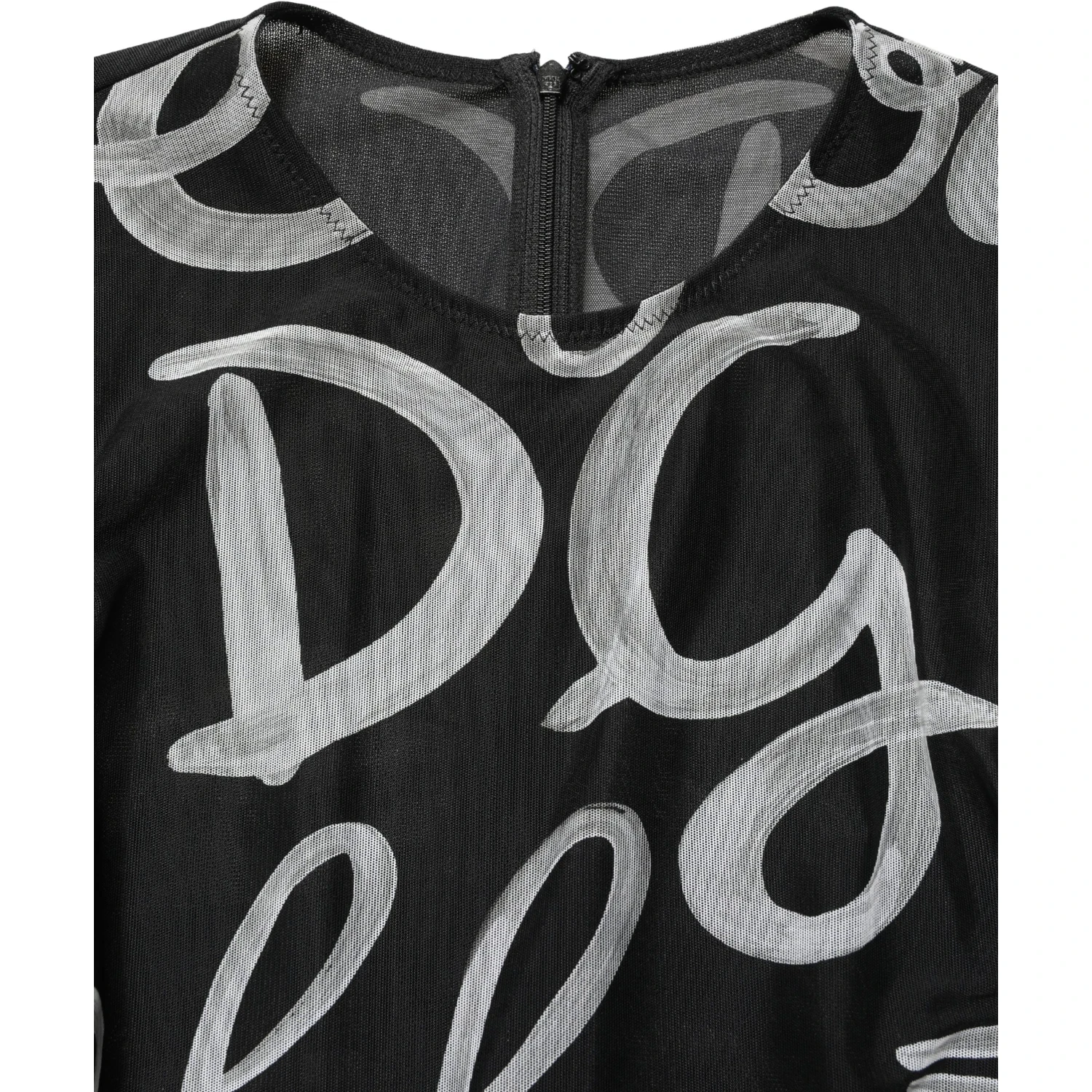 Black White Long Sleeve Printed Mini Dress