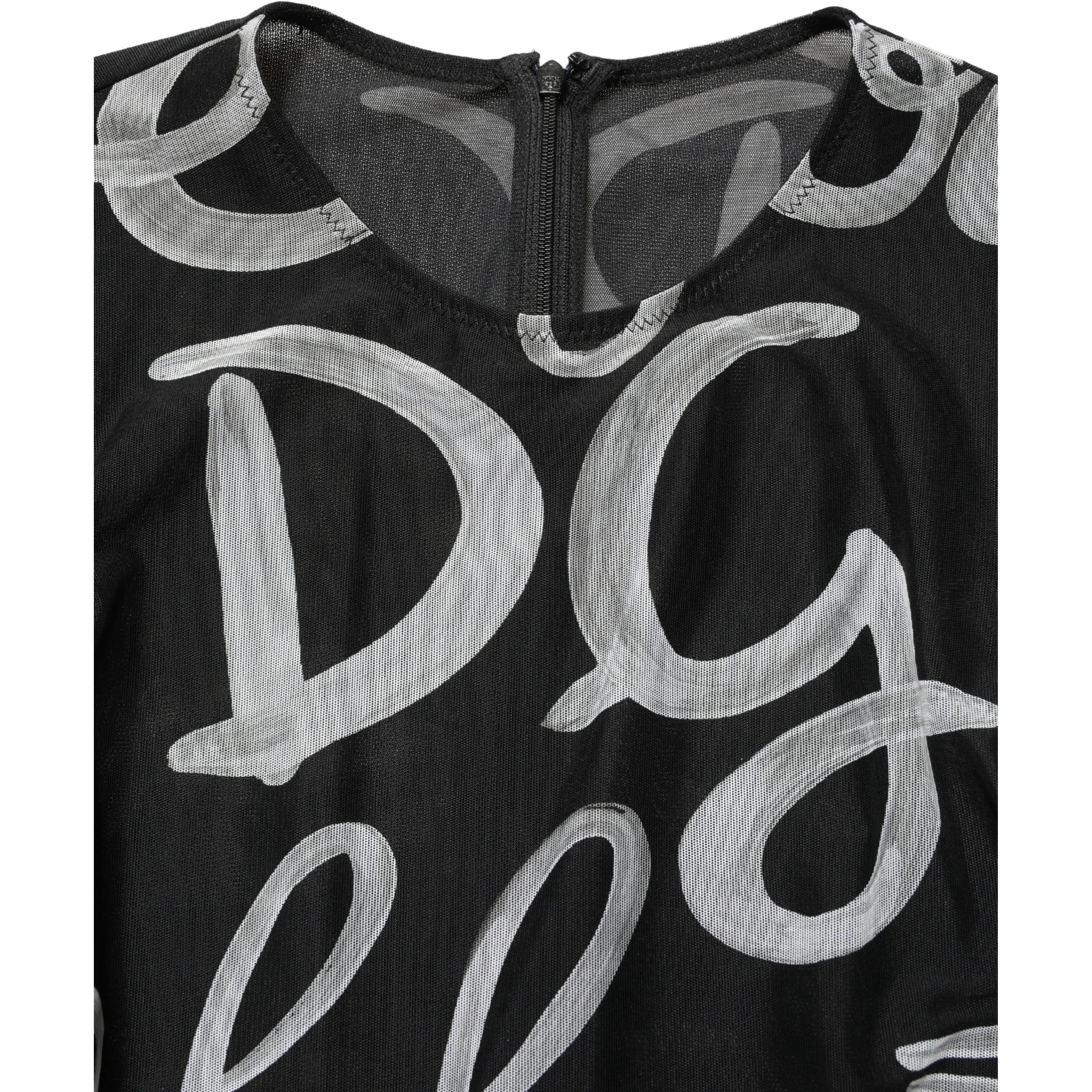 Black White Long Sleeve Printed Mini Dress