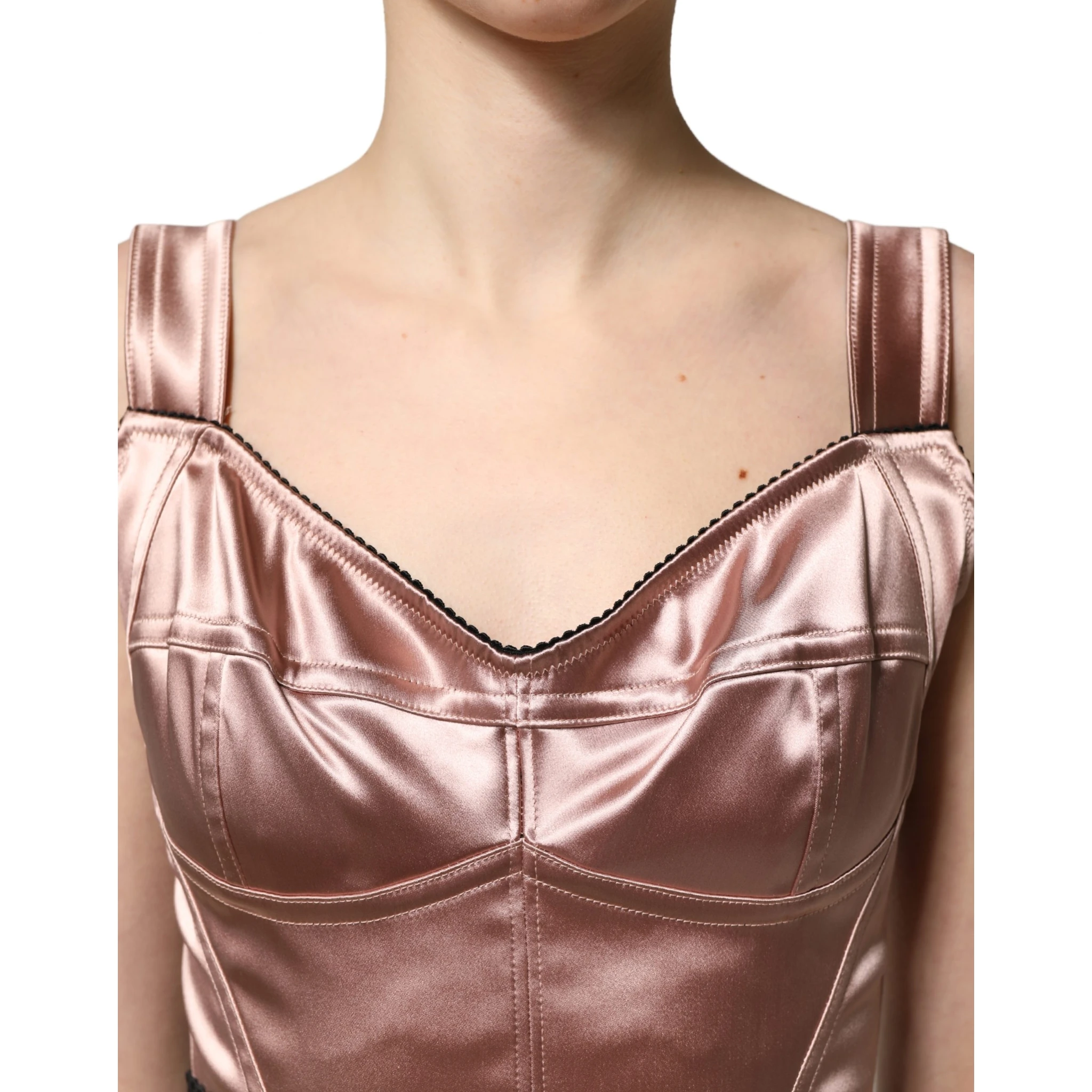 Pink Satin Sweetheart Sheath Corset Midi Dress