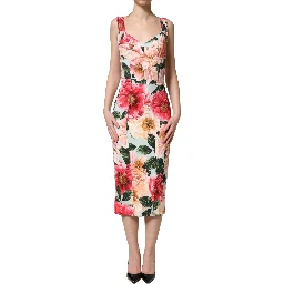 Multicolor Floral Print Viscose Sheath Dress