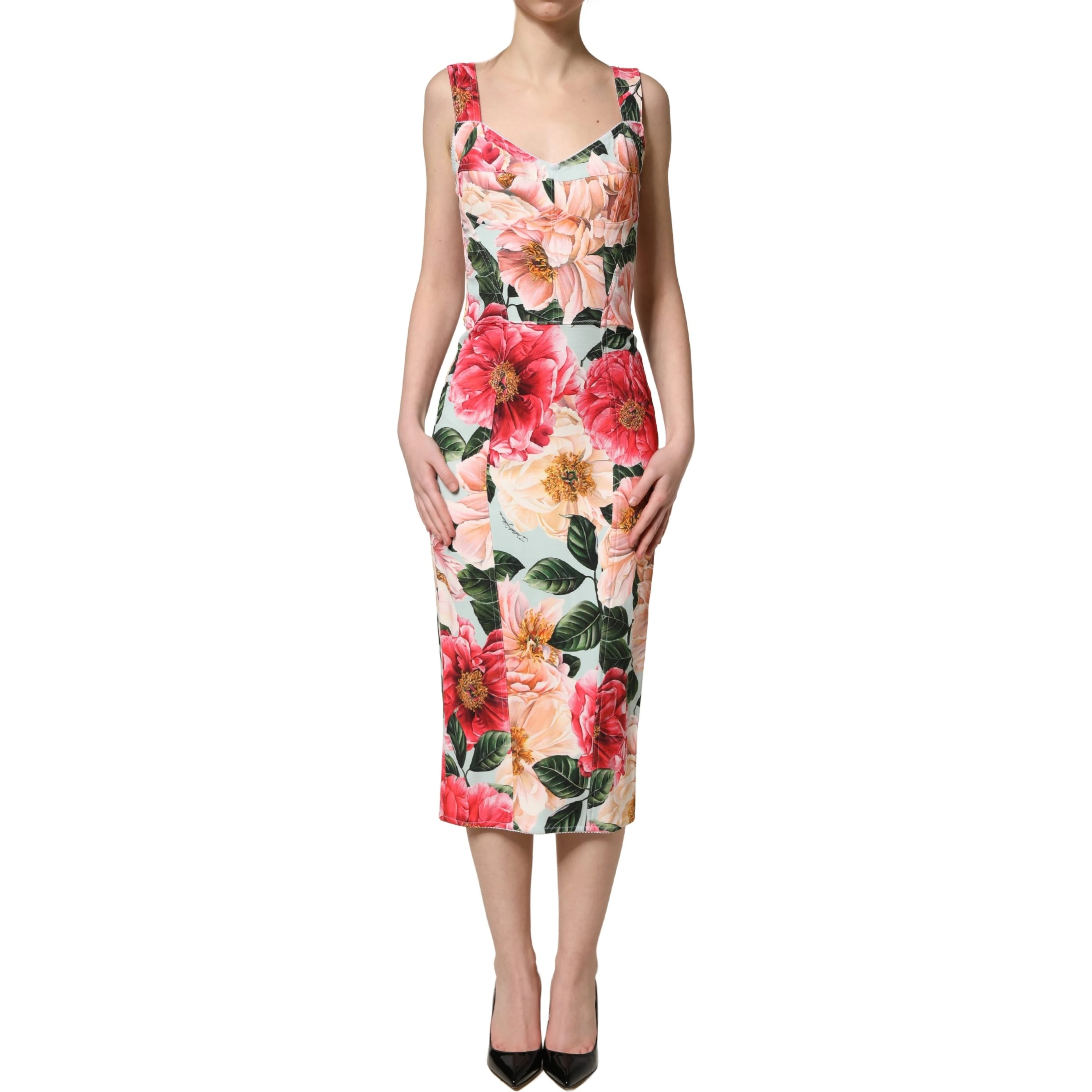 Multicolor Floral Print Viscose Sheath Dress