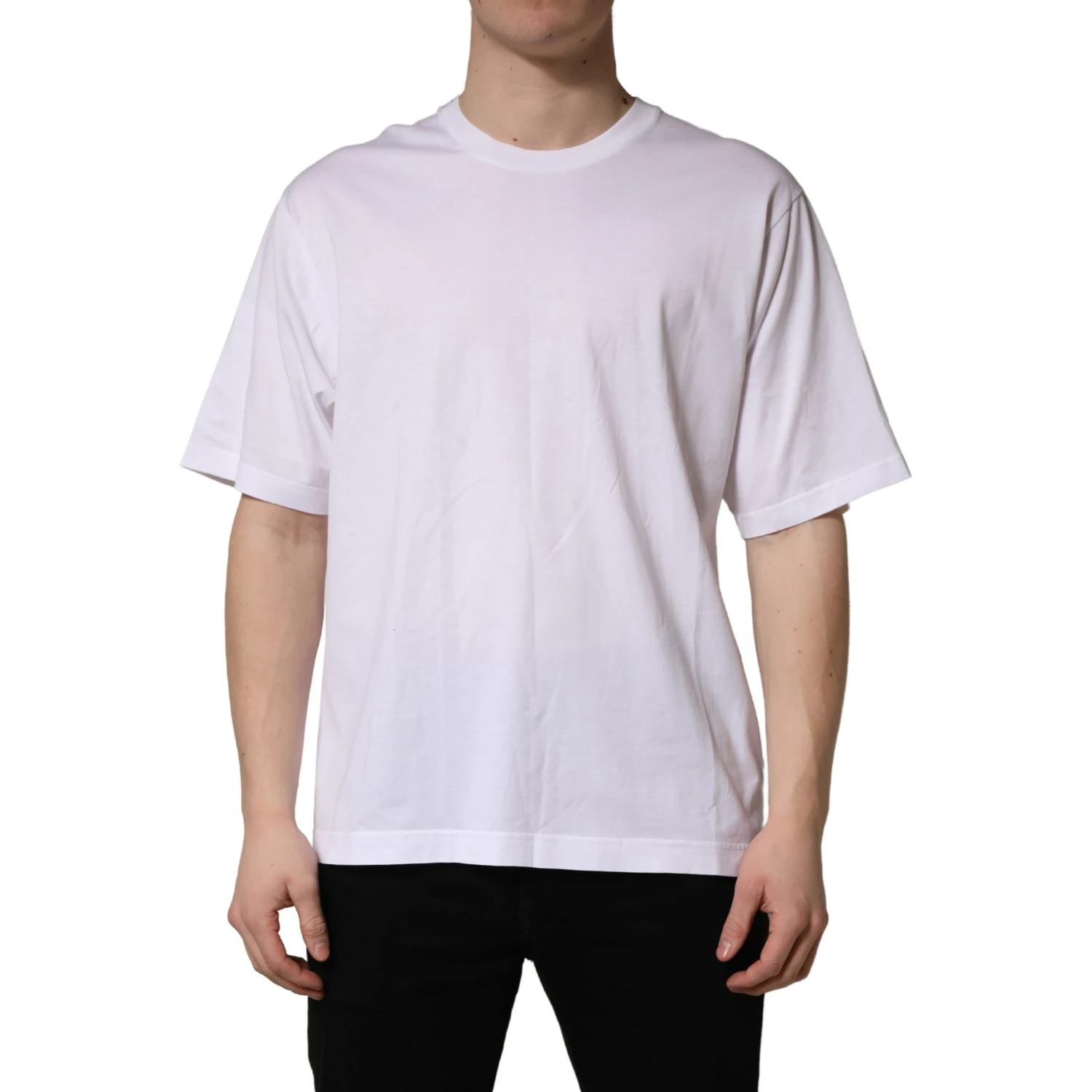 White Oversized Cotton Men Crew Neck T-shirt