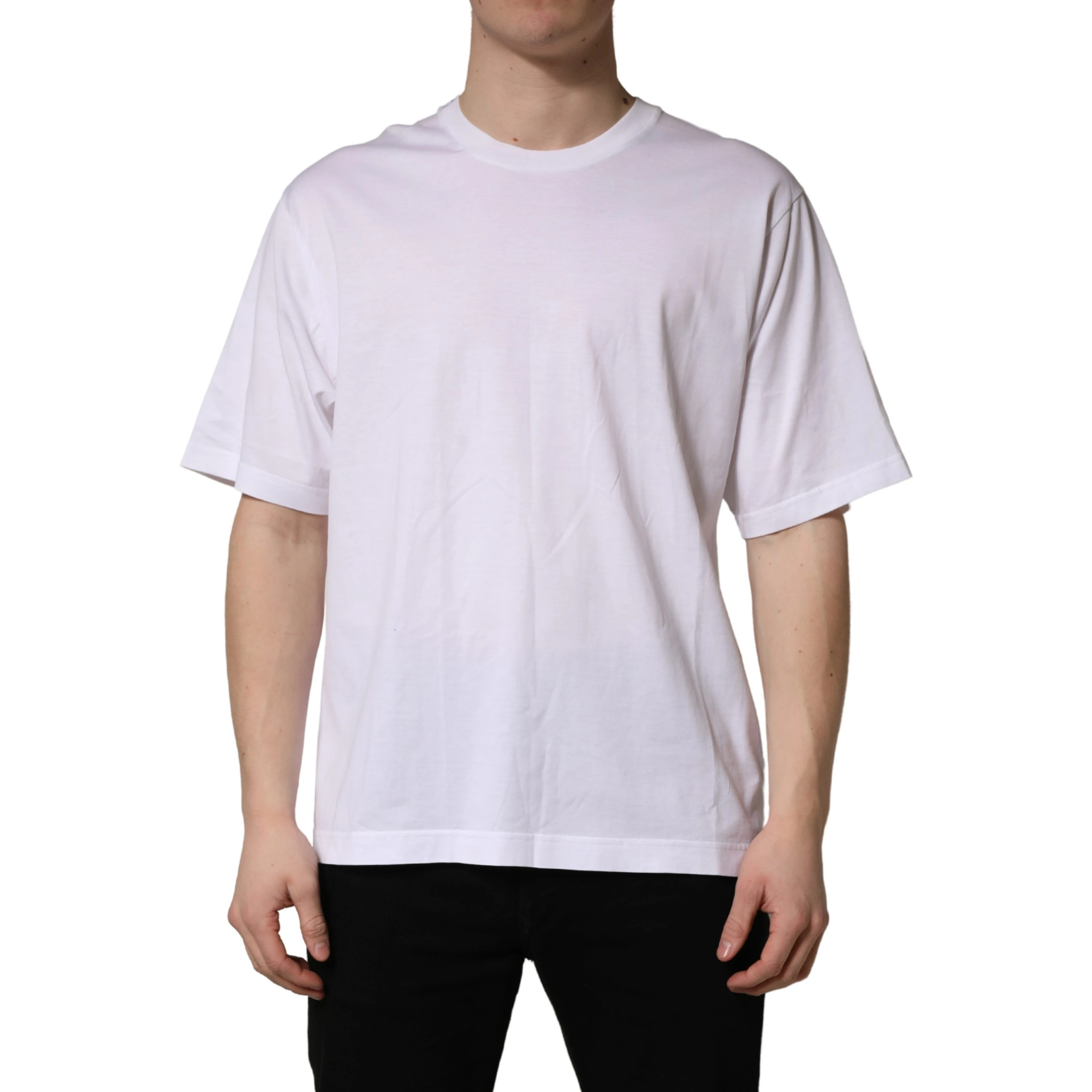 White Oversized Cotton Men Crew Neck T-shirt