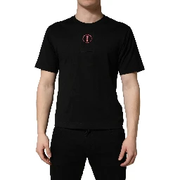 Black Cotton Jersey Logo Patch Crew Neck T-shirt